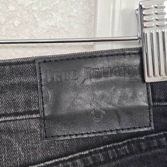 True Religion Halle Mid-Rise Skinny Jeans Skull Patch Black Rinse Wash Size 29 - Picture 7 of 15